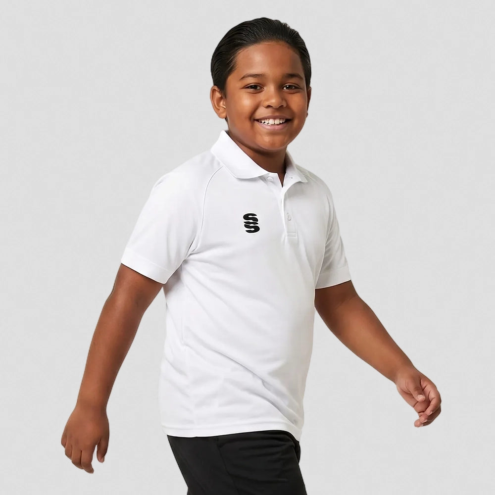 Stuart Surridge Dual Solid Colour Polo - White (Junior)