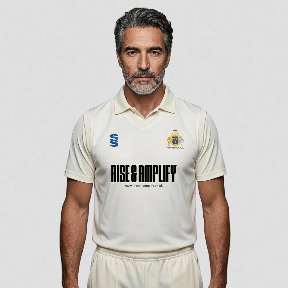 model wearing Northwich Cricket Club Sleeveless Sweater - Adult
