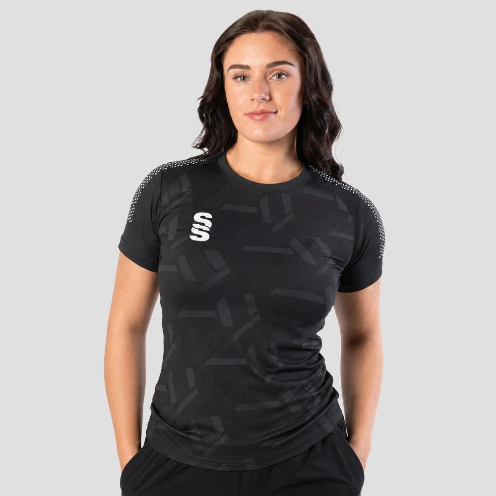 Model wearing the Stuart Surridge Impact T-Shirt - Black - Ladies
