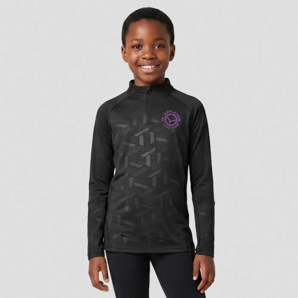 model wearing Appleton Netball Club 1/4 Zip Top - Junior