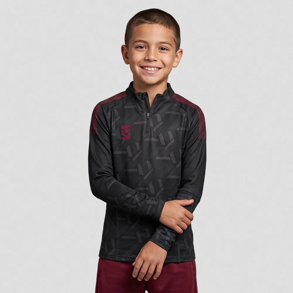 Stuart Surridge Impact 1/4 Zip Performance Top - Black (Junior)