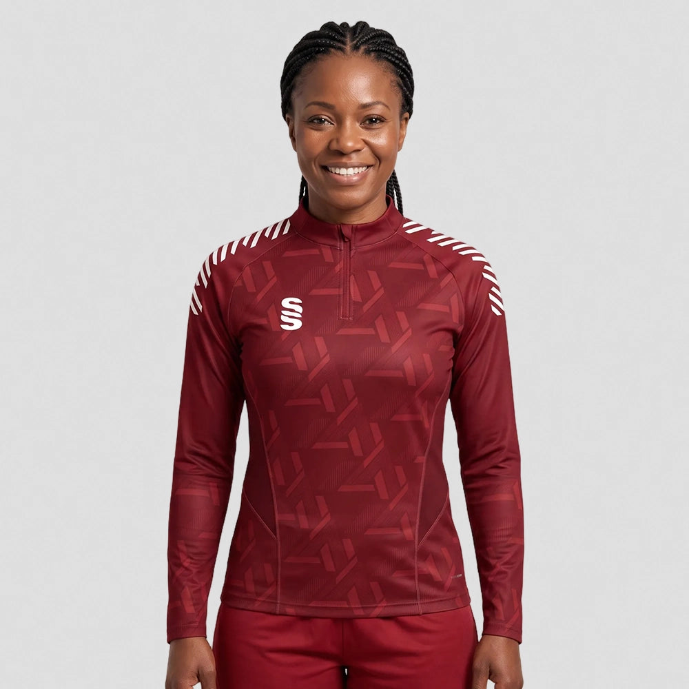Stuart Surridge Impact 1/4 Zip Performance Top - Red - Ladies