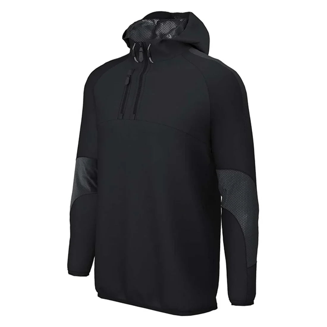 Black hooded Edge jacket with geometric patterns