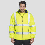 Model wearing the Portwest Hi-Vis Fleece F300 in Yellow.