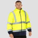 Model wearing the Hi-Vis Contrast Fleece F301 in Yellow/Navy.