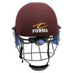 back view of Forma Cricket Helmet - Pro SRS - Steel Grill in maroon