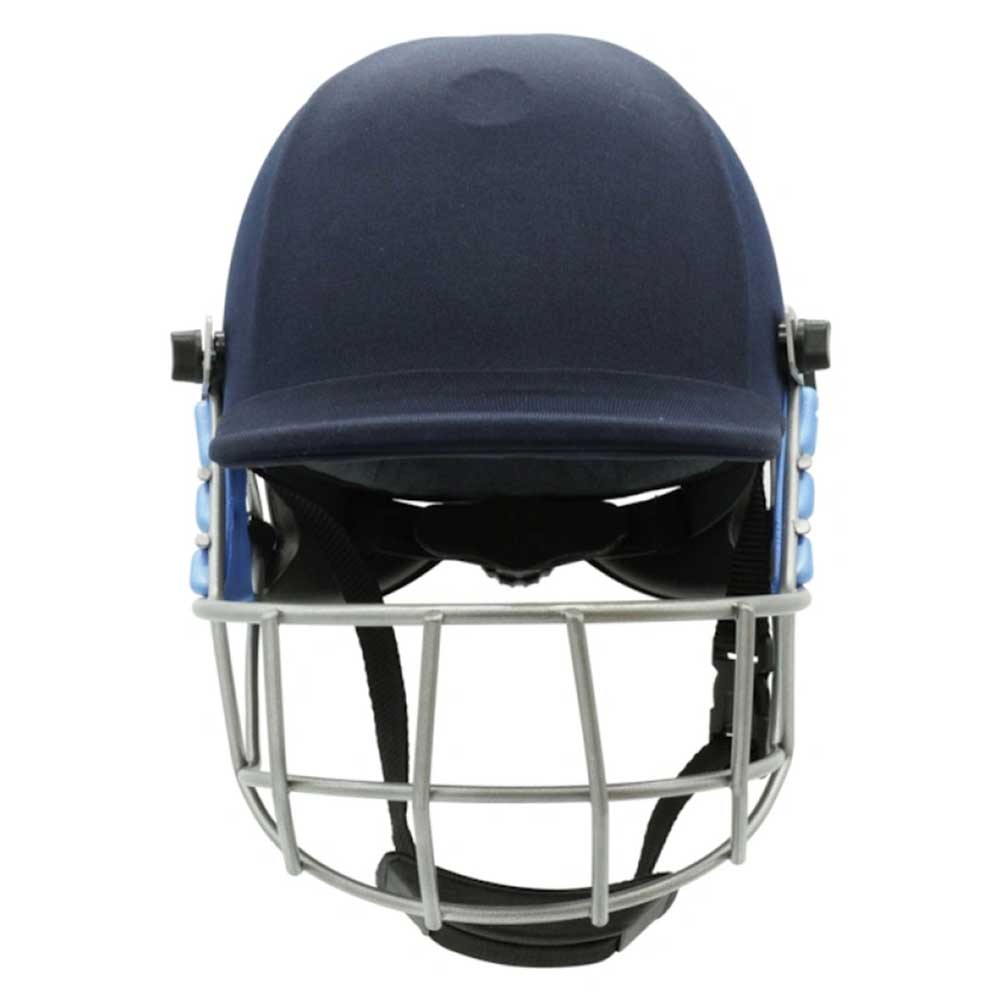 front view of Forma Cricket Helmet - Pro SRS - Steel Grill in navy
