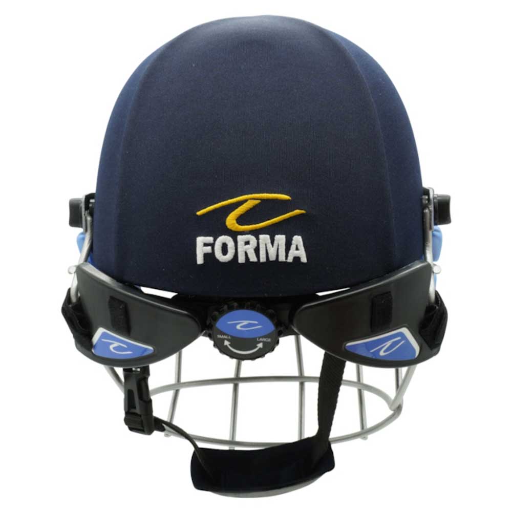 back view of Forma Cricket Helmet - Pro SRS - Steel Grill in navy