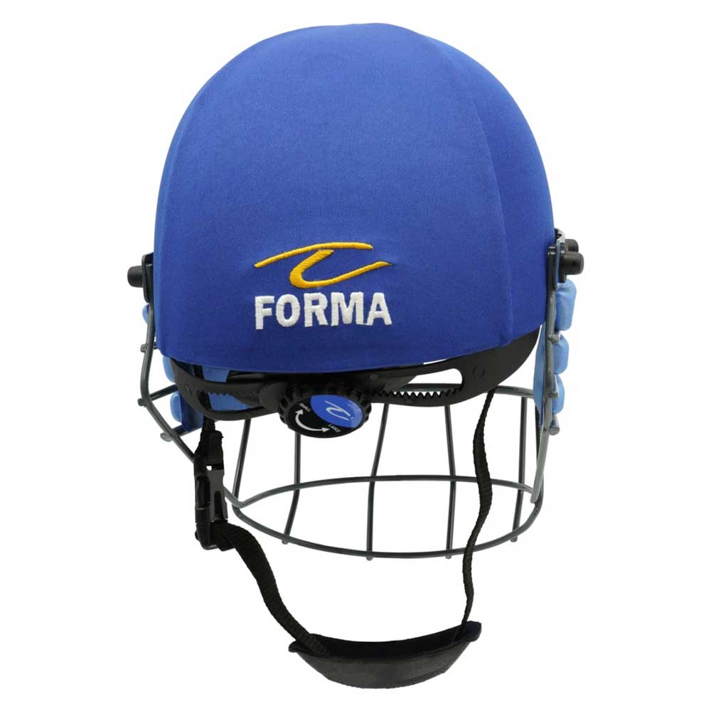 back view of Forma Cricket Helmet - Pro SRS - Steel Grill in royal