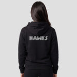 Model wearing the Hawks Netball Club Hoodie for Adults