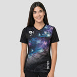 Model wearing the Hawks Netball Club Technical Tee – Adult