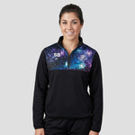 Model wearing the Hawks Netball Club 1/4 Zip Top – Adult