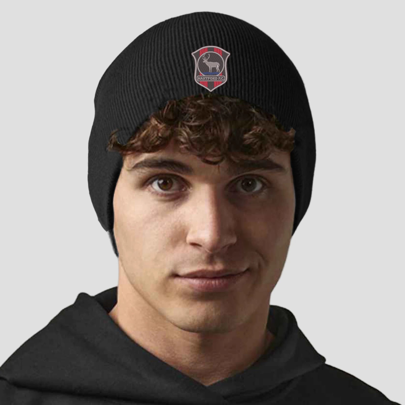Model wearing the Hartford Football Club Beanie (Black)