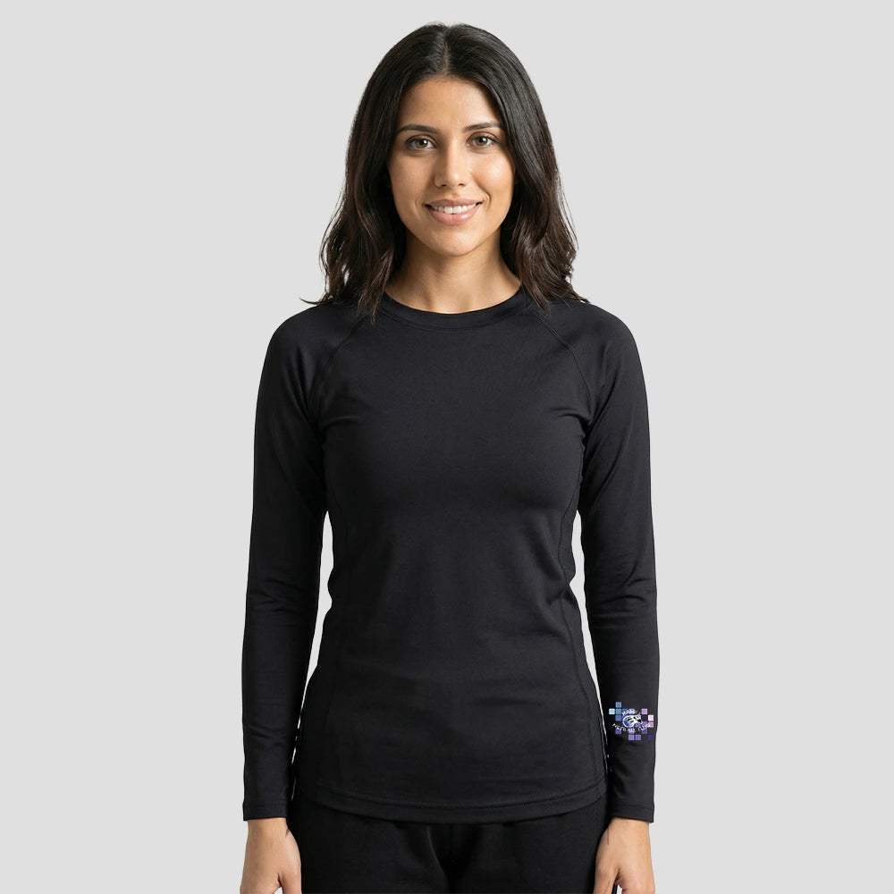 Model wearing the Hawks Netball Club Baselayer – Adult