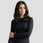 Close up of model wearing the Hawks Netball Club Baselayer – Adult