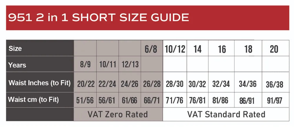 iGen 2in1 Sports Shorts Black size guide