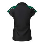 back view of iGen Female Sports Polo Black/Bottle