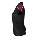 side view of iGen Female Sports Polo Black/Maroon