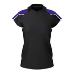 front view of iGen Female Sports Polo Black/Purple