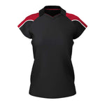 front view of iGen Female Sports Polo Black/Red