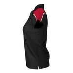 side view of iGen Female Sports Polo Black/Red