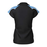 back view of iGen Female Sports Polo Black/Sky