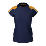 front view of iGen Female Sports Polo Navy/Amber