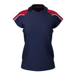 front view of iGen Female Sports Polo Navy/Red