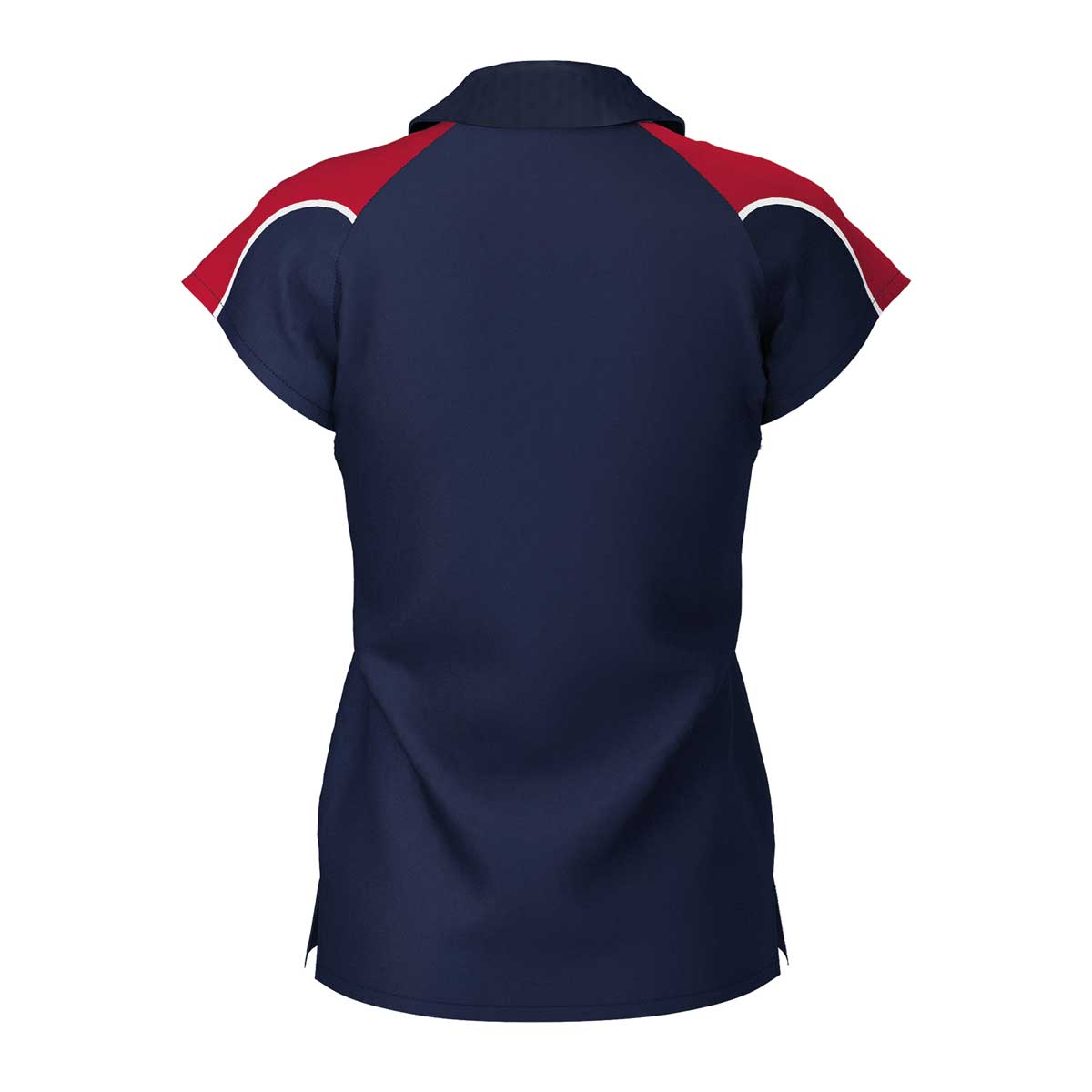 back view of iGen Female Sports Polo Navy/Red