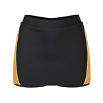 Black skort with yellow accents on a white background