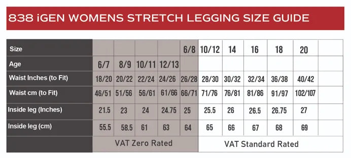 leggings size guide 