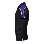 side view of iGen Unisex Sports Polo Black/Purple