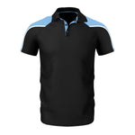 front view of iGen Unisex Sports Polo Black/Sky