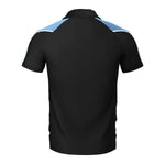 back view of iGen Unisex Sports Polo Black/Sky