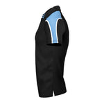 side view of iGen Unisex Sports Polo Black/Sky