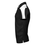 side view of iGen Unisex Sports Polo Black/White