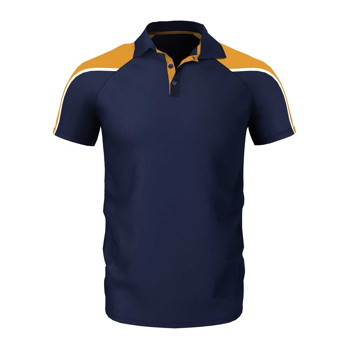 front view of iGen Unisex Sports Polo Navy/Amber