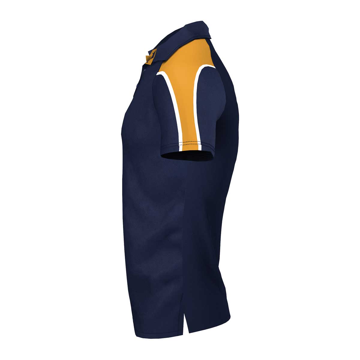 side view of iGen Unisex Sports Polo Navy/Amber