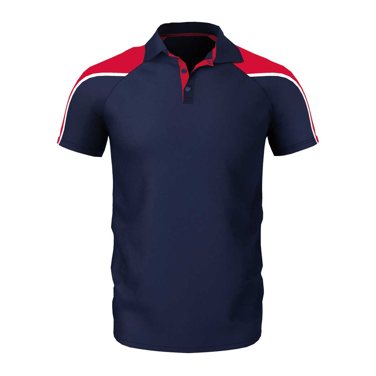 front view of iGen Unisex Sports Polo Navy/Red