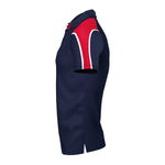 side view of iGen Unisex Sports Polo Navy/Red