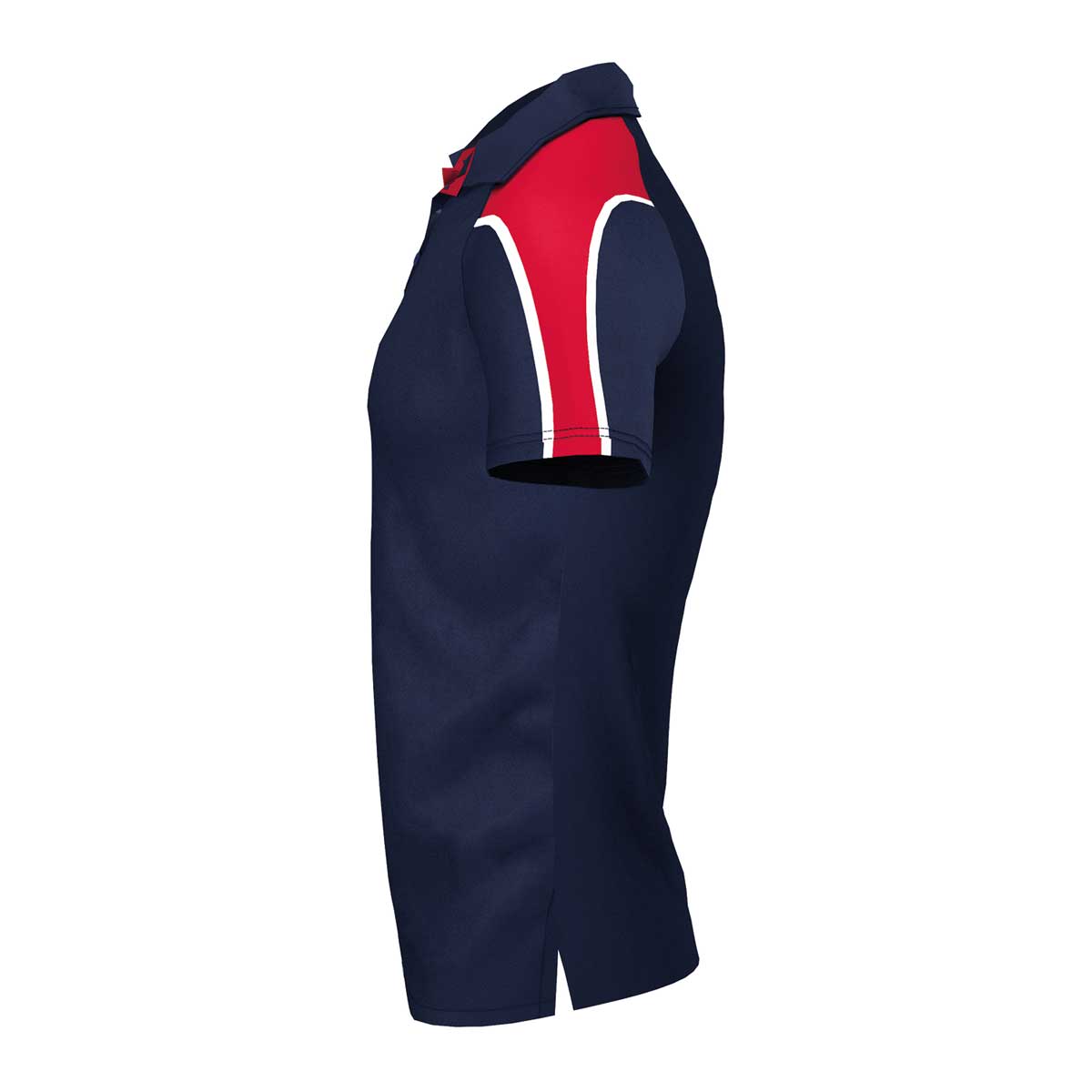 side view of iGen Unisex Sports Polo Navy/Red