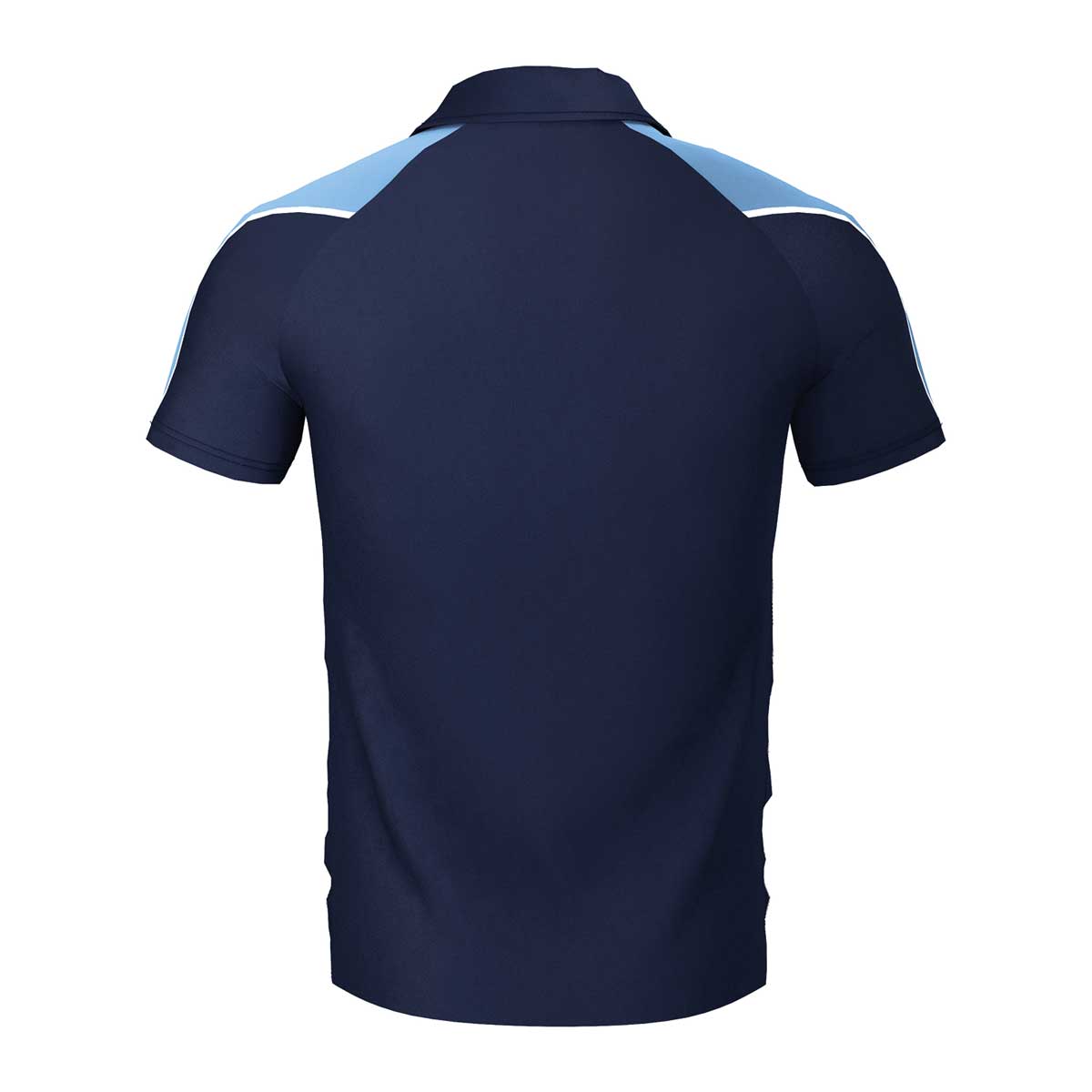 back view of iGen Unisex Sports Polo Navy/Sky