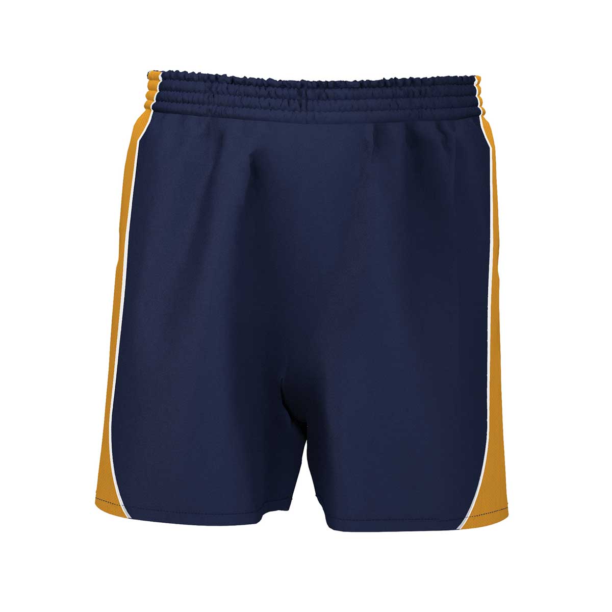iGen Unisex Sports Shorts Navy with yellow side stripes