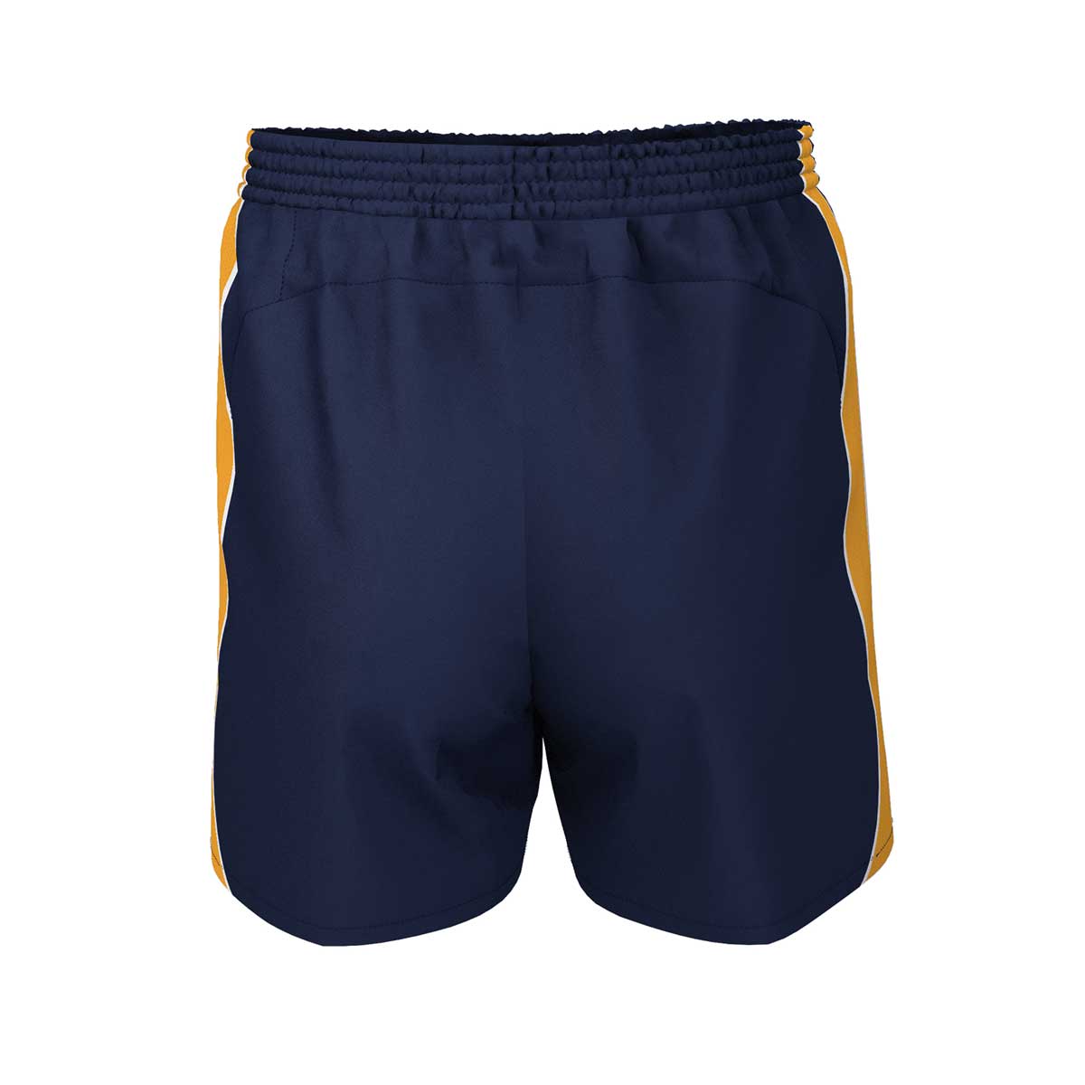 iGen Unisex Sports Shorts Navy with yellow stripe