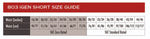 unisex shorts size guide