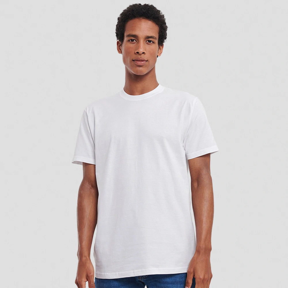 model wearing Russell  in white