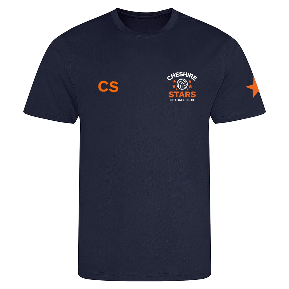 front view of Cheshire Stars NC Junior T-shirt - Navy