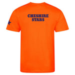 back view of Cheshire Stars NC Junior T-shirt - Orange