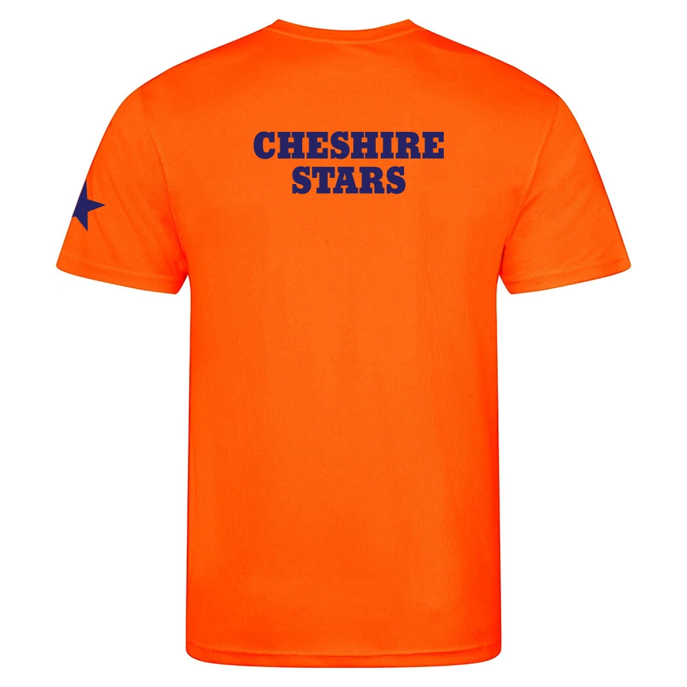 back view of Cheshire Stars NC Junior T-shirt - Orange