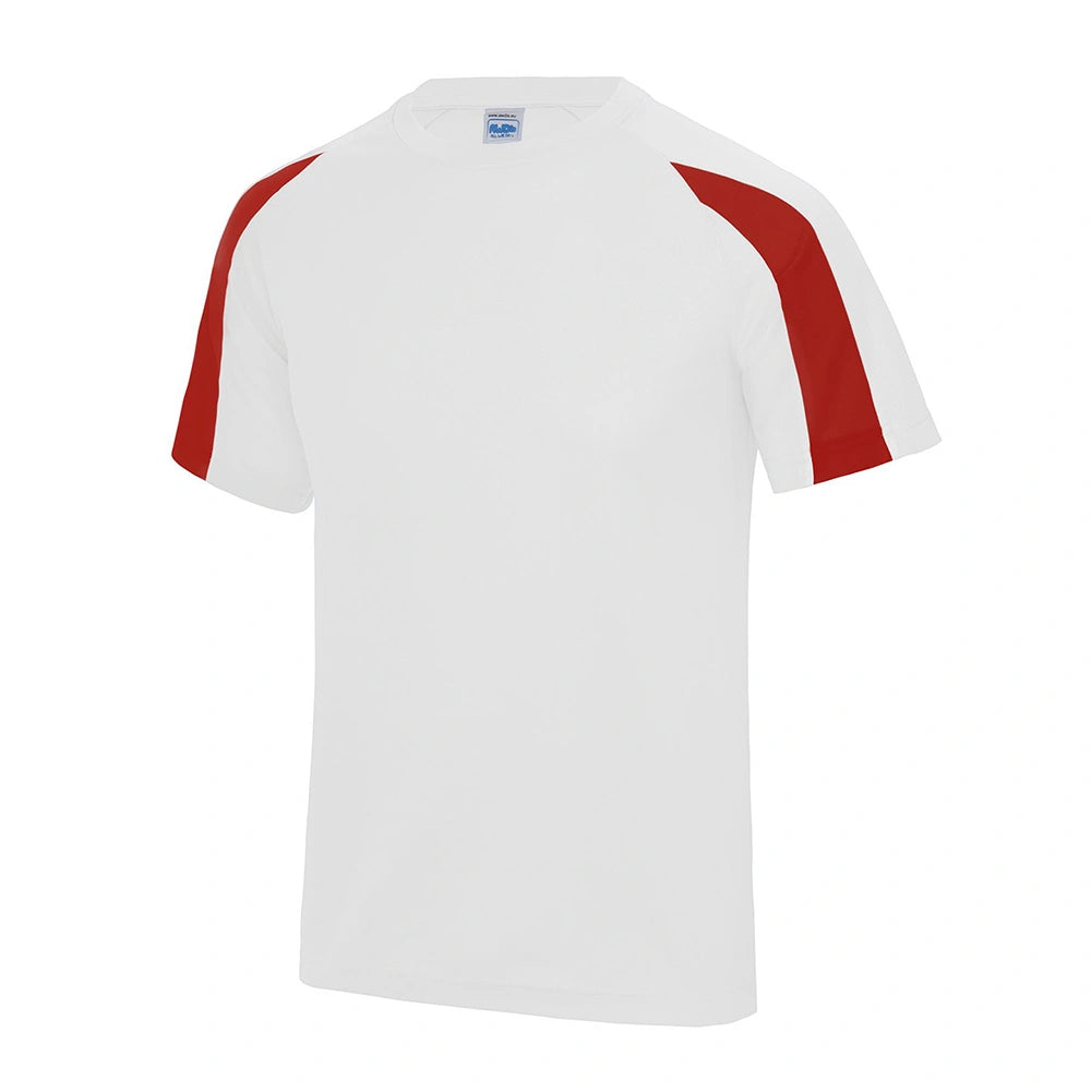 AWDis Cool Contrast Wicking T-Shirt arctic white / fire red